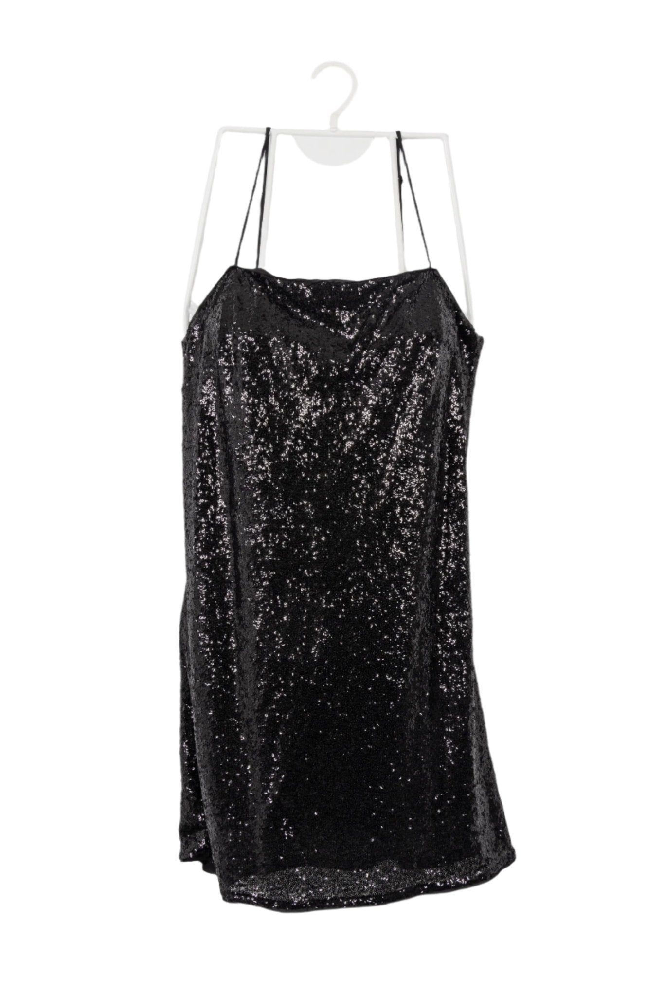 Vestido H&M negro corto a tiras cubierto de lentejuelas brillantes