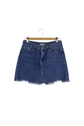 Falda Index jean azul desflecada.