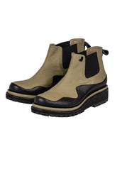 Botines Lalalove beige con negro, elástico negro