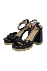 Saldalias Lalalove negras taco grueso, nudo adelante