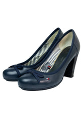 Zapatos Tommy de taco grueso color azul punta redonda Talla: 36 Taco: 7