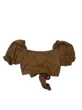 Top Kavaliana marrón con mangas abullonadas