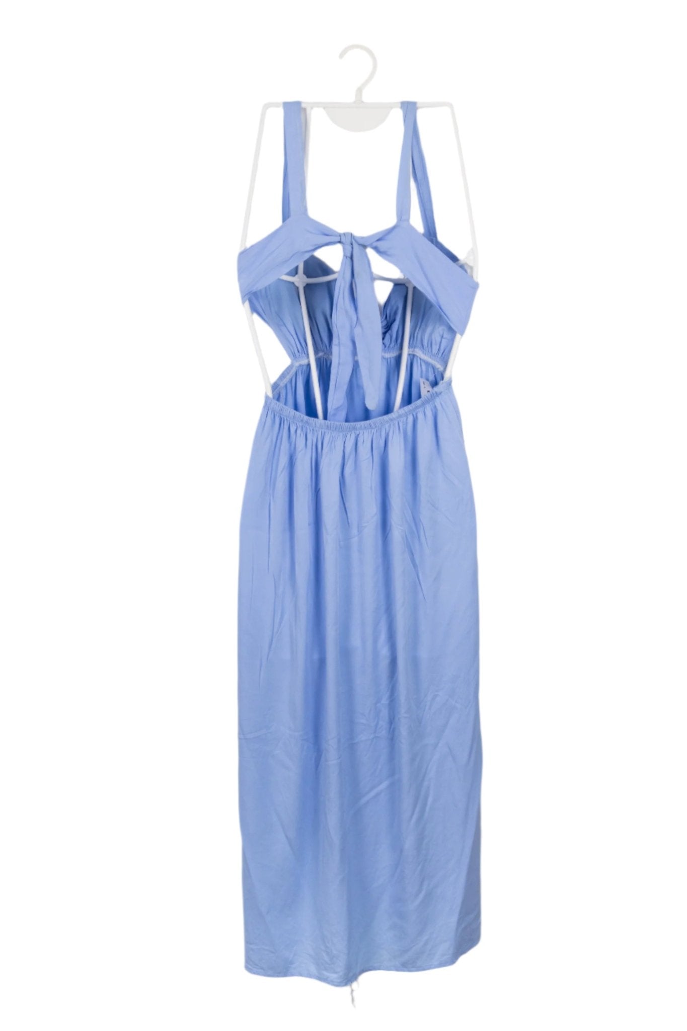 Vestido básico celeste, talla S, con espalda descubierta