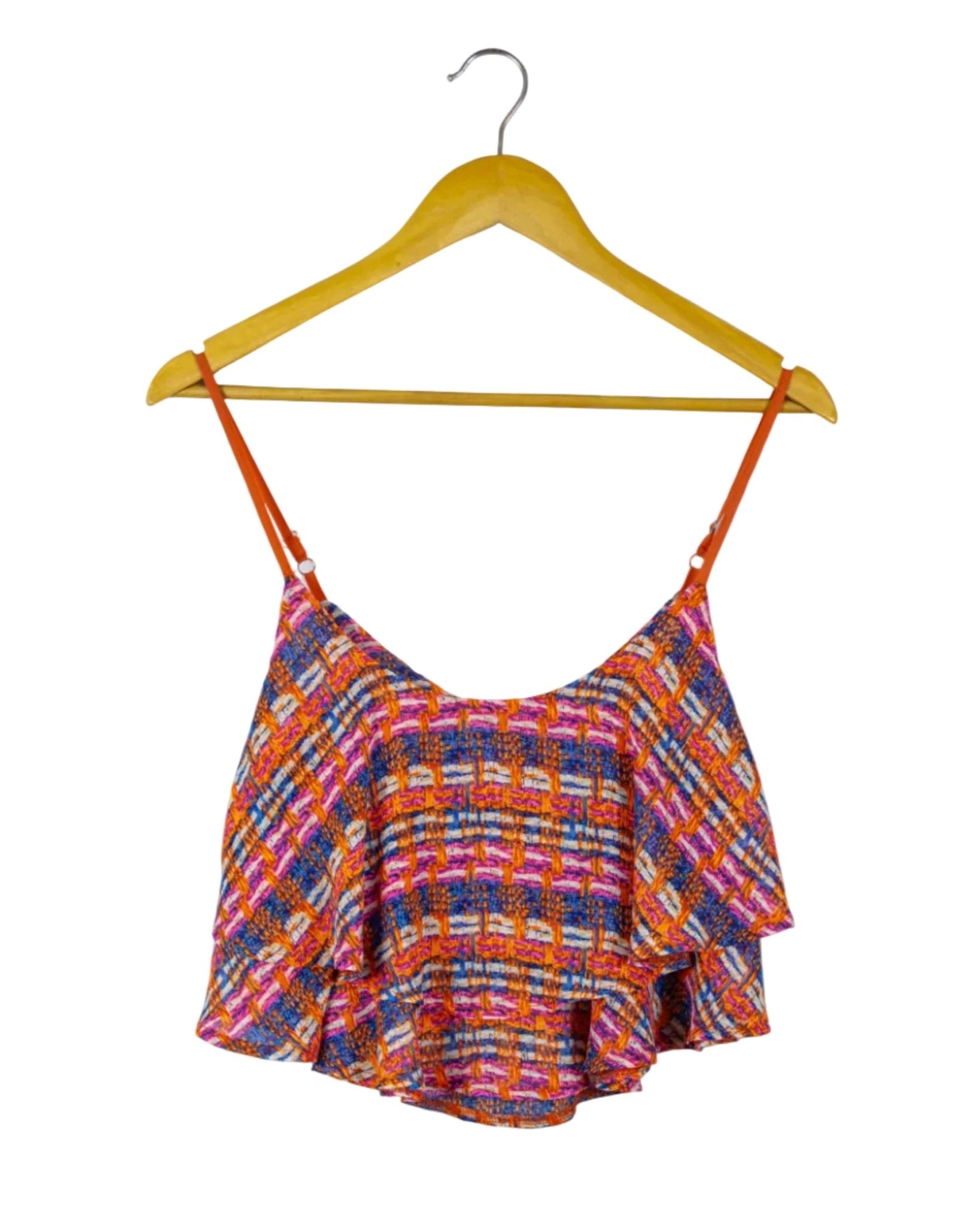 Top Denimlab con vuelos, estampado tricolor
