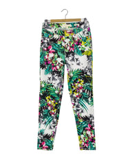 Pantalón Nicki Minaj blanco, estampado floreado, T:28