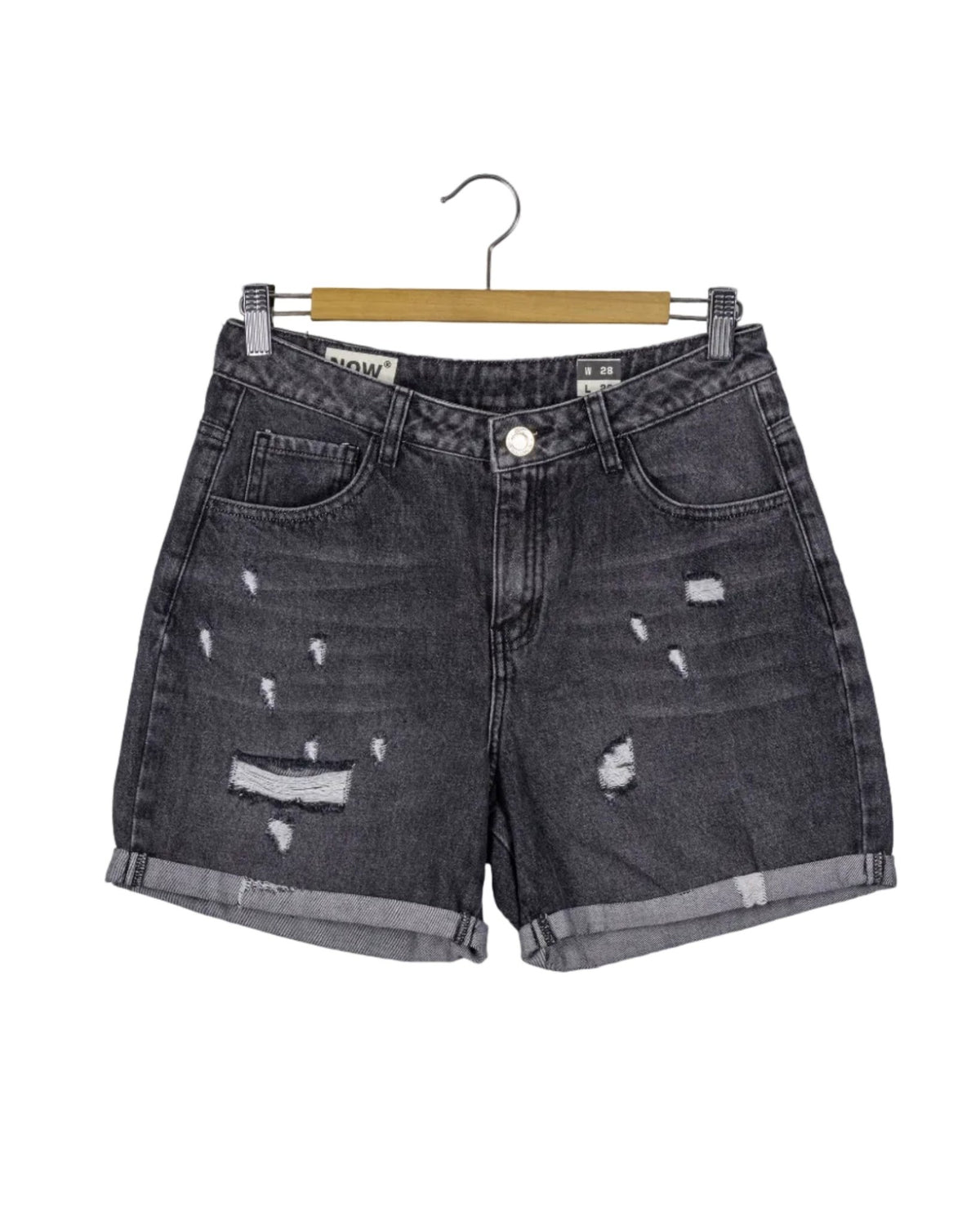 Short Now gris, rasgados, nuevo con etiqueta.