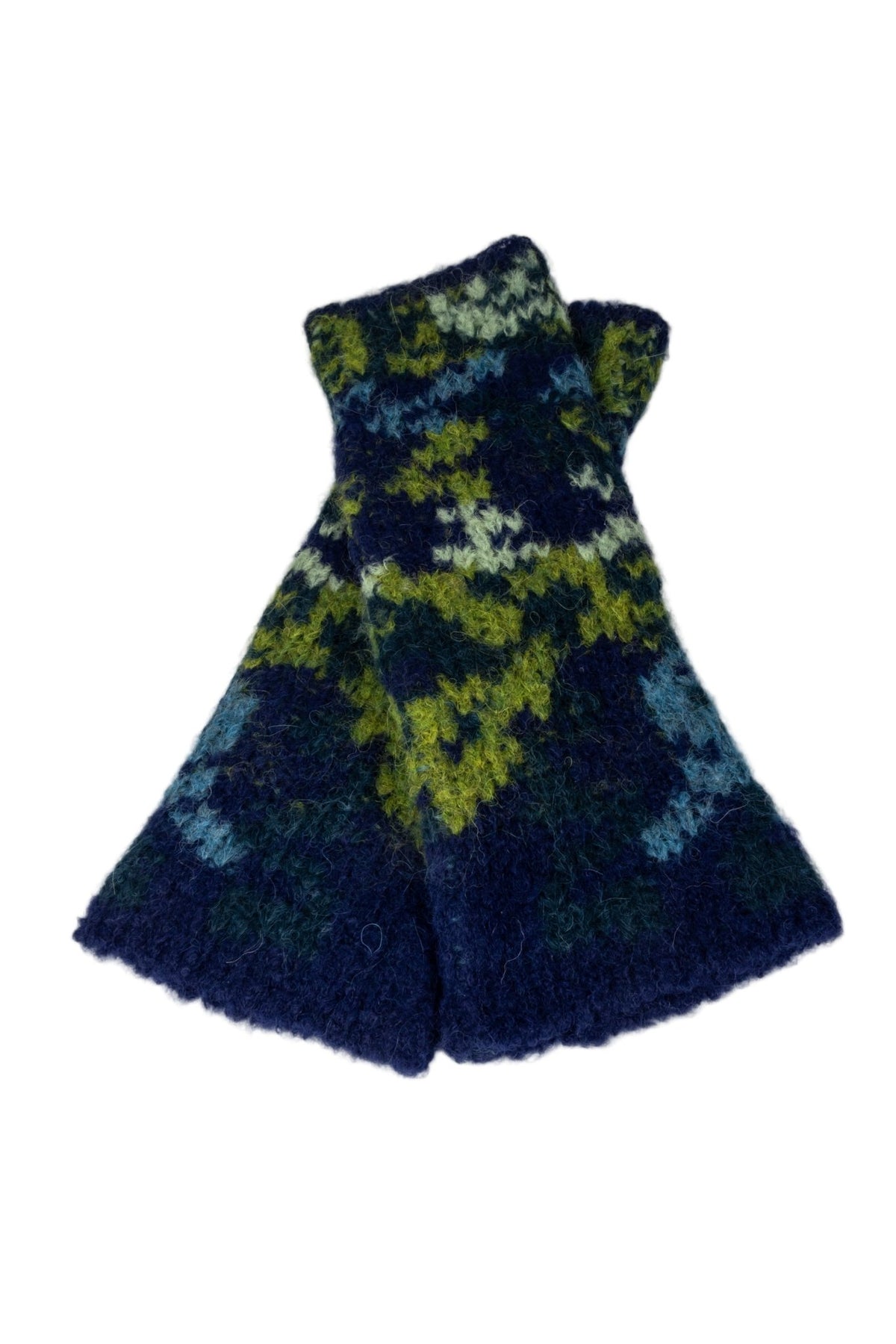 Guantes de lana azules y verde