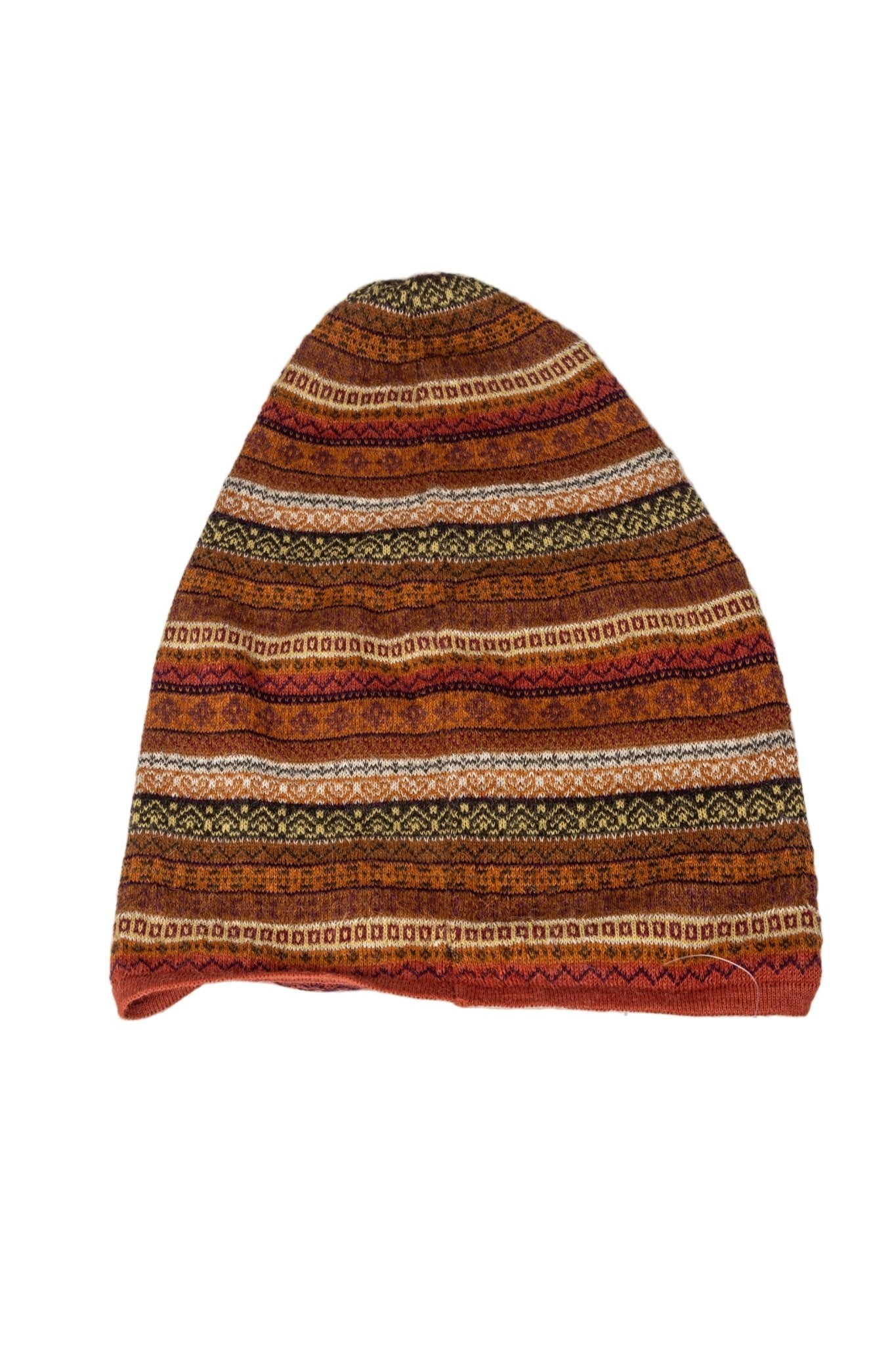 Beanie de alpaca en tono ocre y marrón