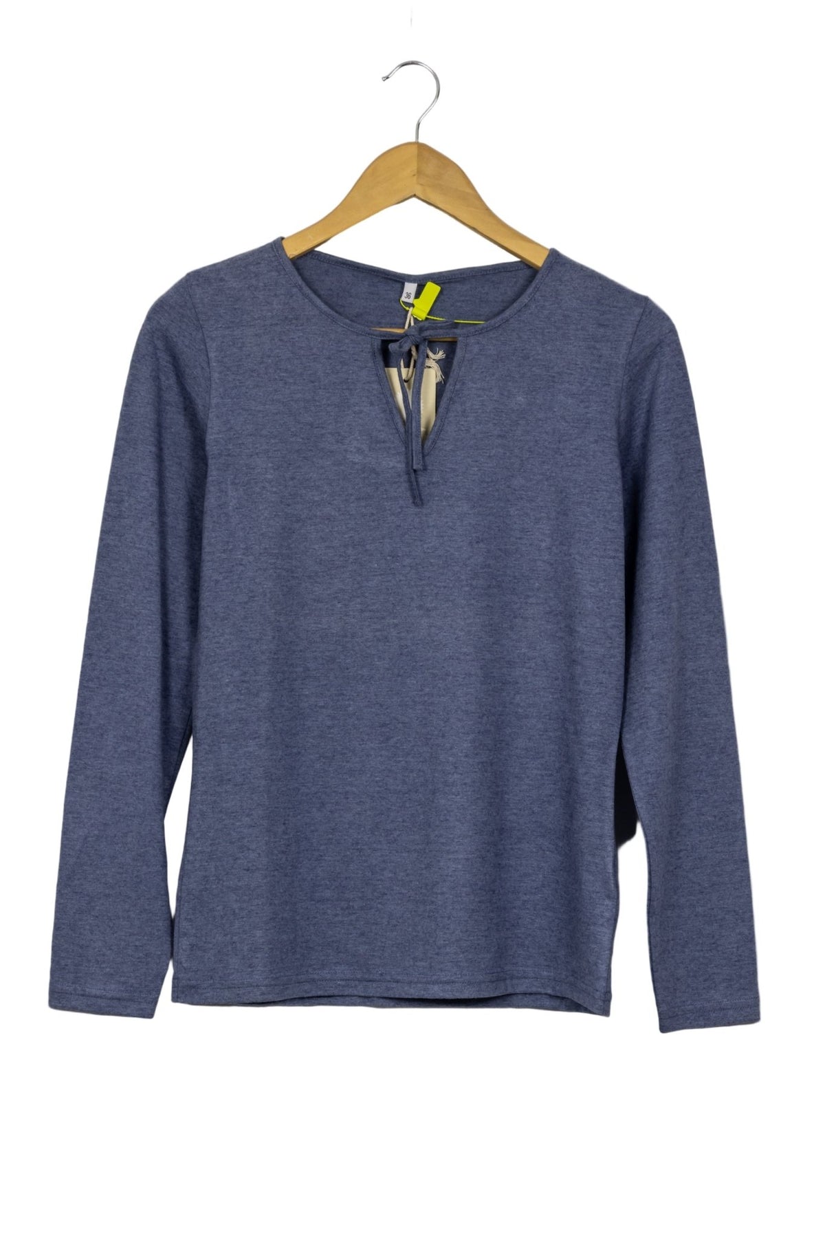 Polo azul acero manga larga con pita en pecho