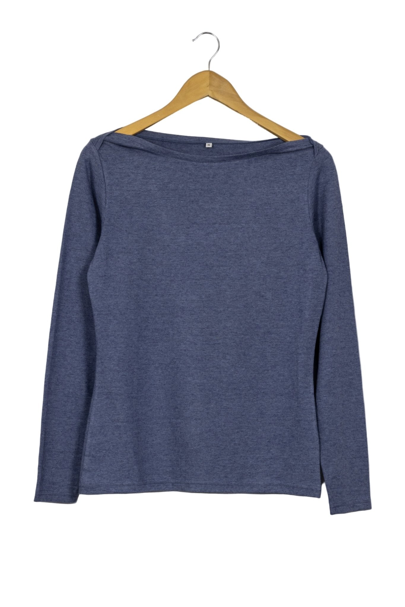 Polo azul acero manga larga cuello ojal