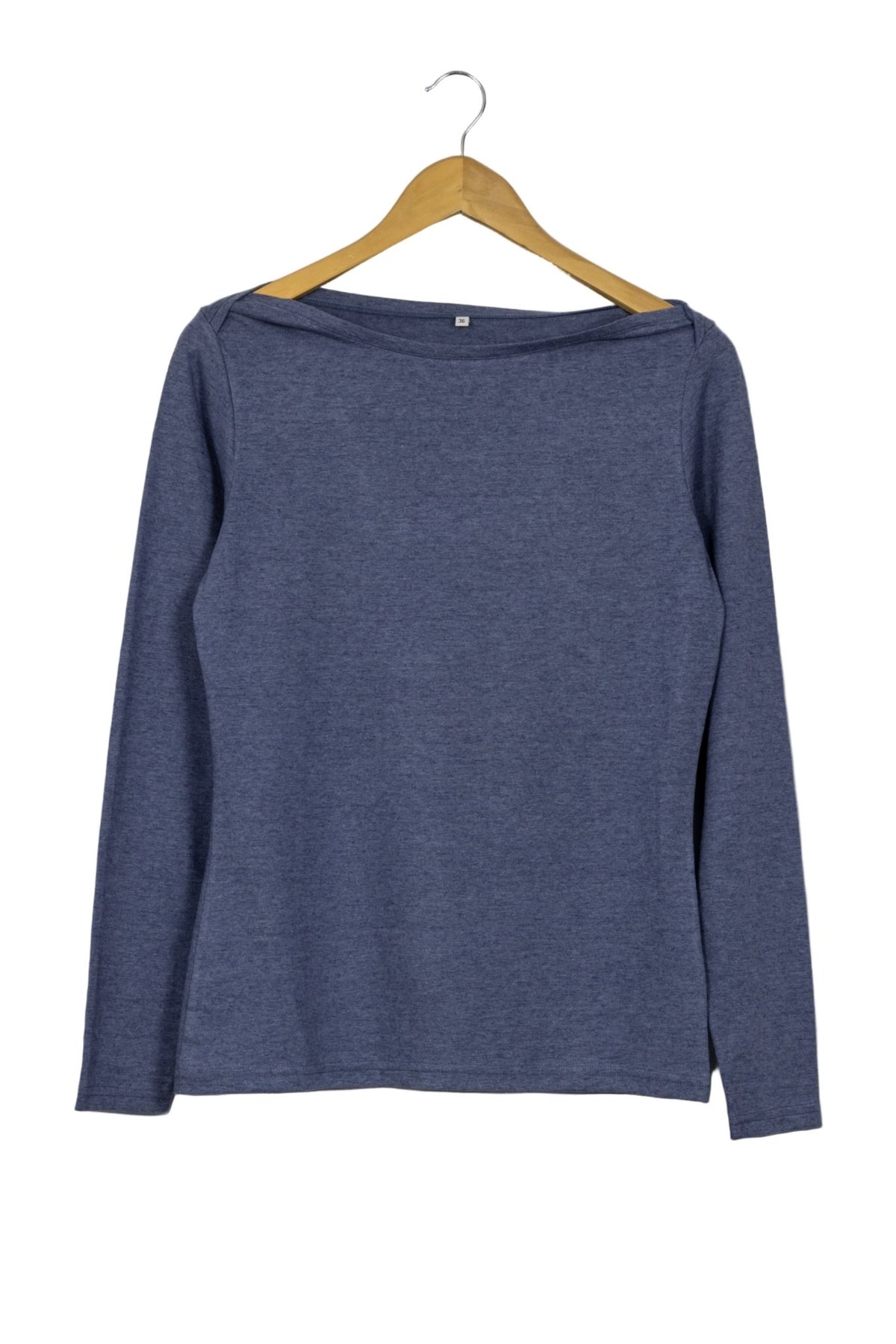 Polo azul acero manga larga cuello ojal