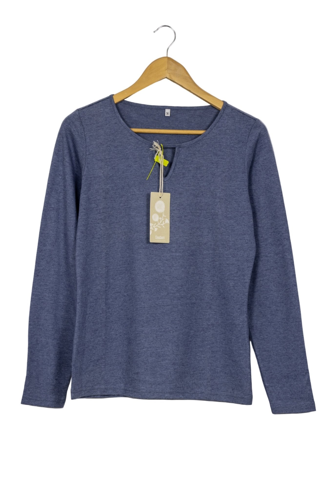 Polo azul acero manga larga cuello redondo