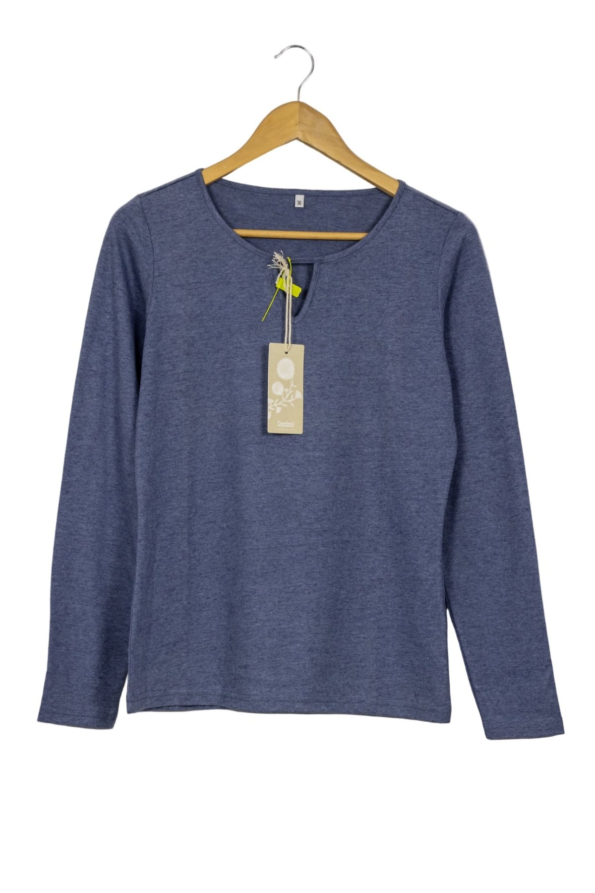 Polo azul acero manga larga cuello redondo