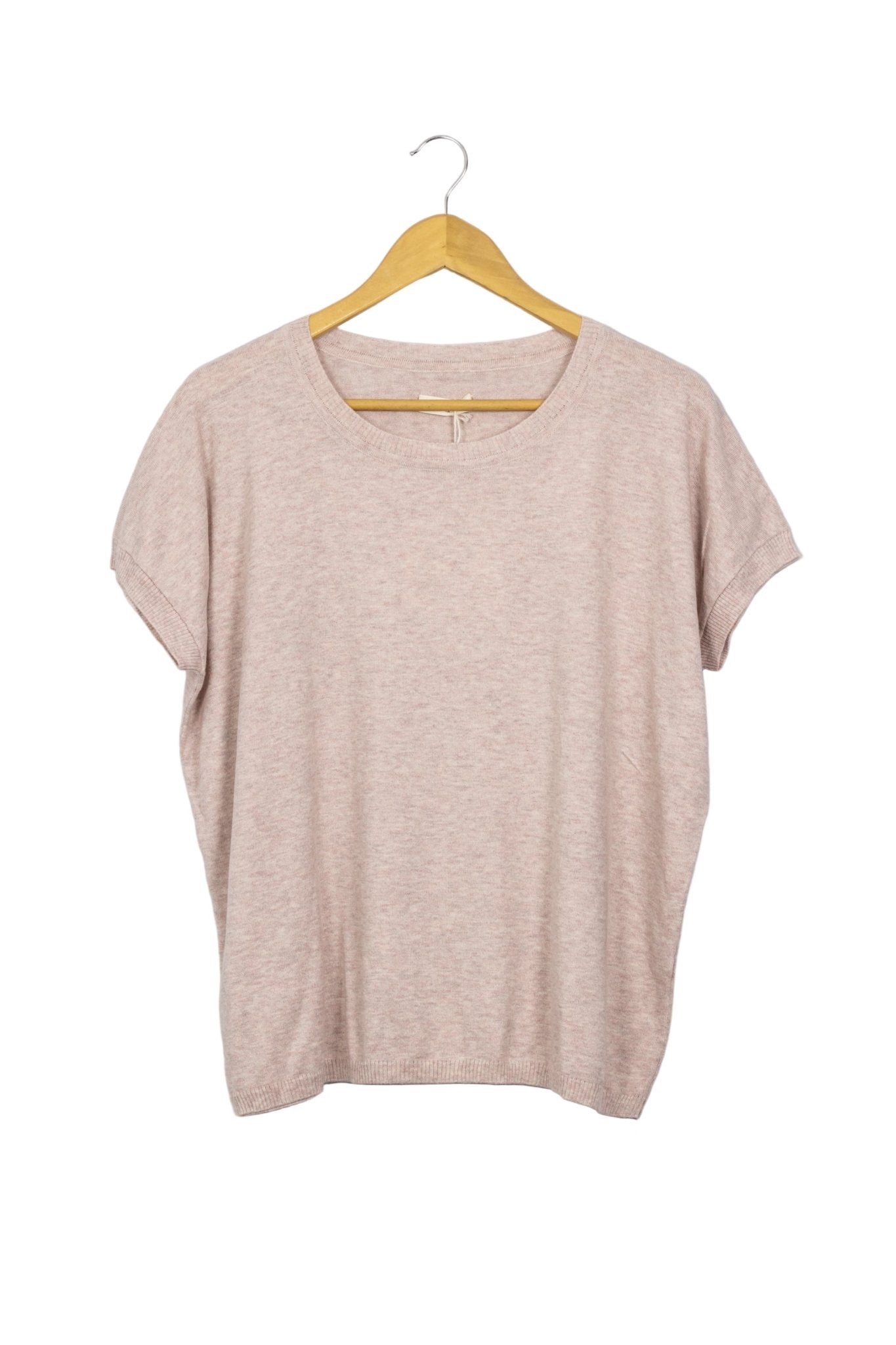 Chompita Grune Erde jaspeado en rosa manga corta cuello redondo