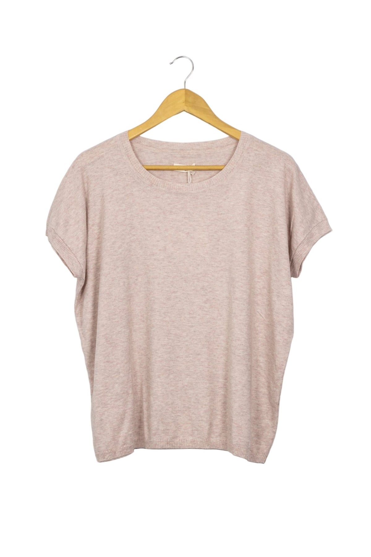 Chompita Grune Erde jaspeado en rosa manga corta cuello redondo