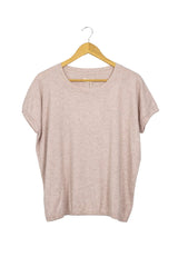 Chompita Grune Erde jaspeado en rosa manga corta cuello redondo