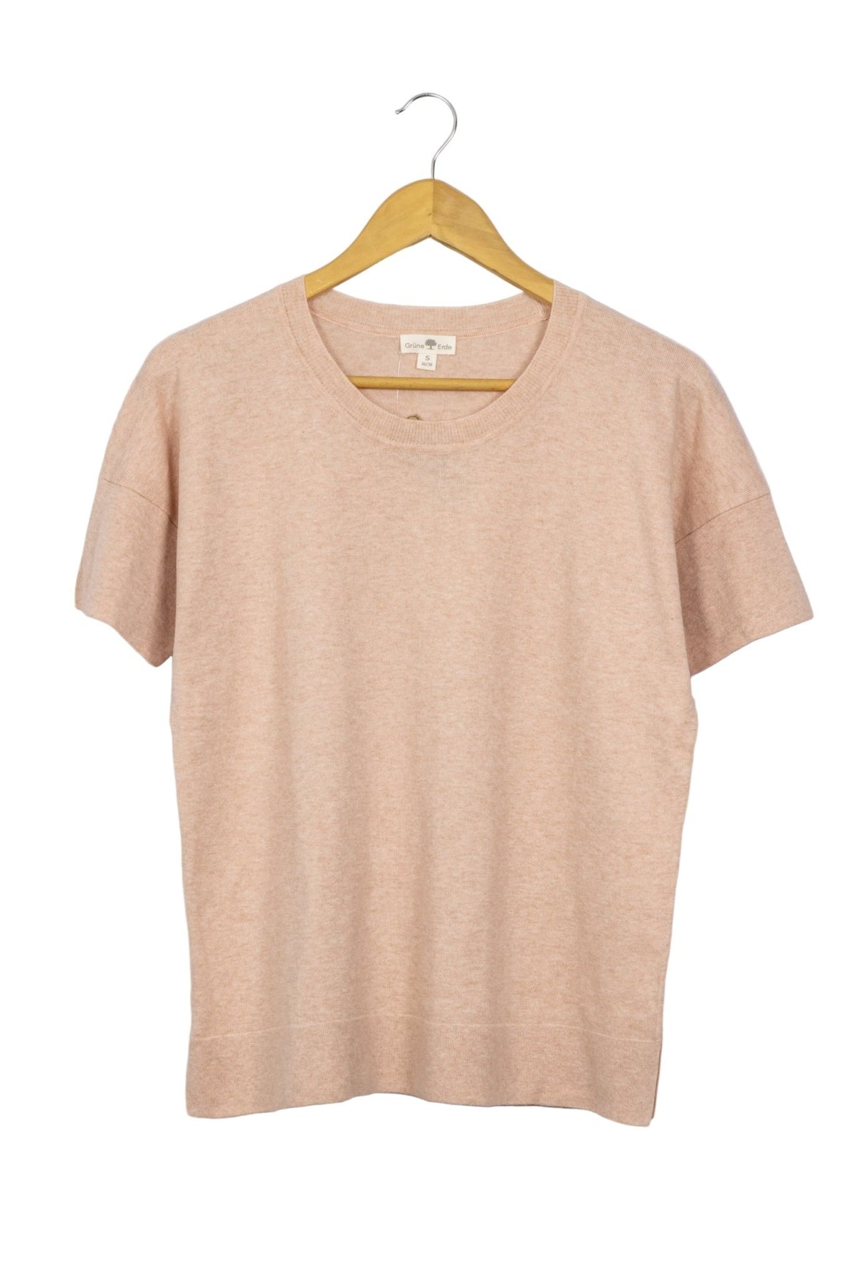 Chompita Grune Erde rosa claro jaspeada manga corta