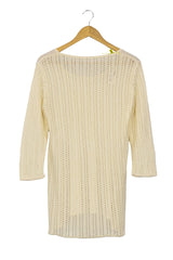 Chompa crema calada con delantero tipo polo