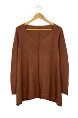 Chompitatono ladrillo cuello V de algodón y baby alpaca