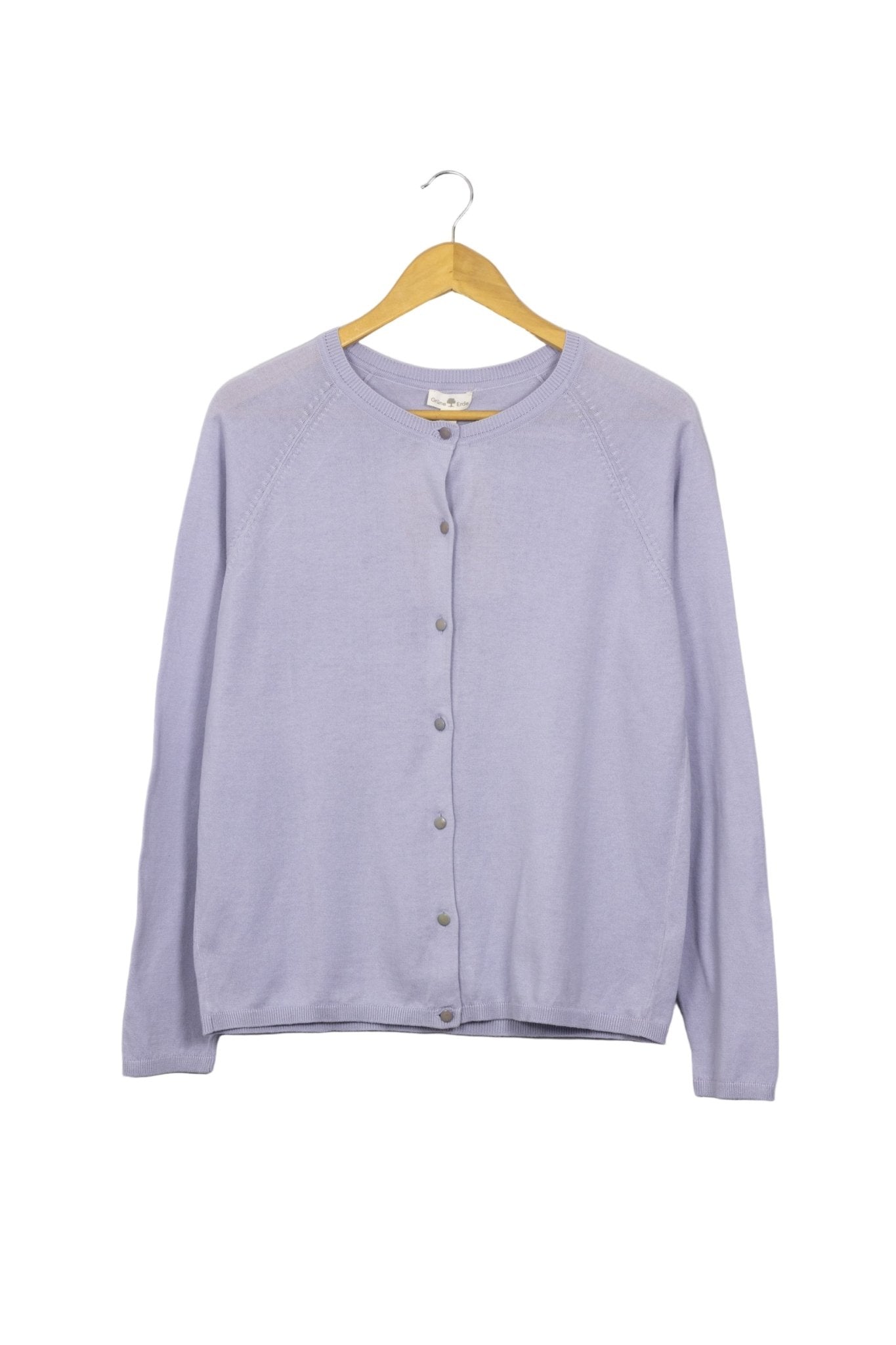 Cardigan Grune Erde lila cuello redondo