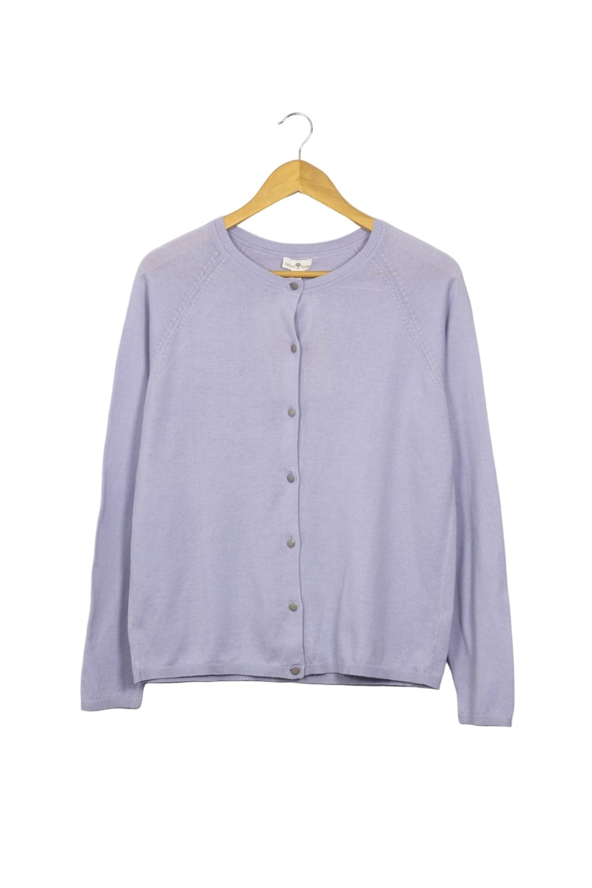 Cardigan Grune Erde lila cuello redondo