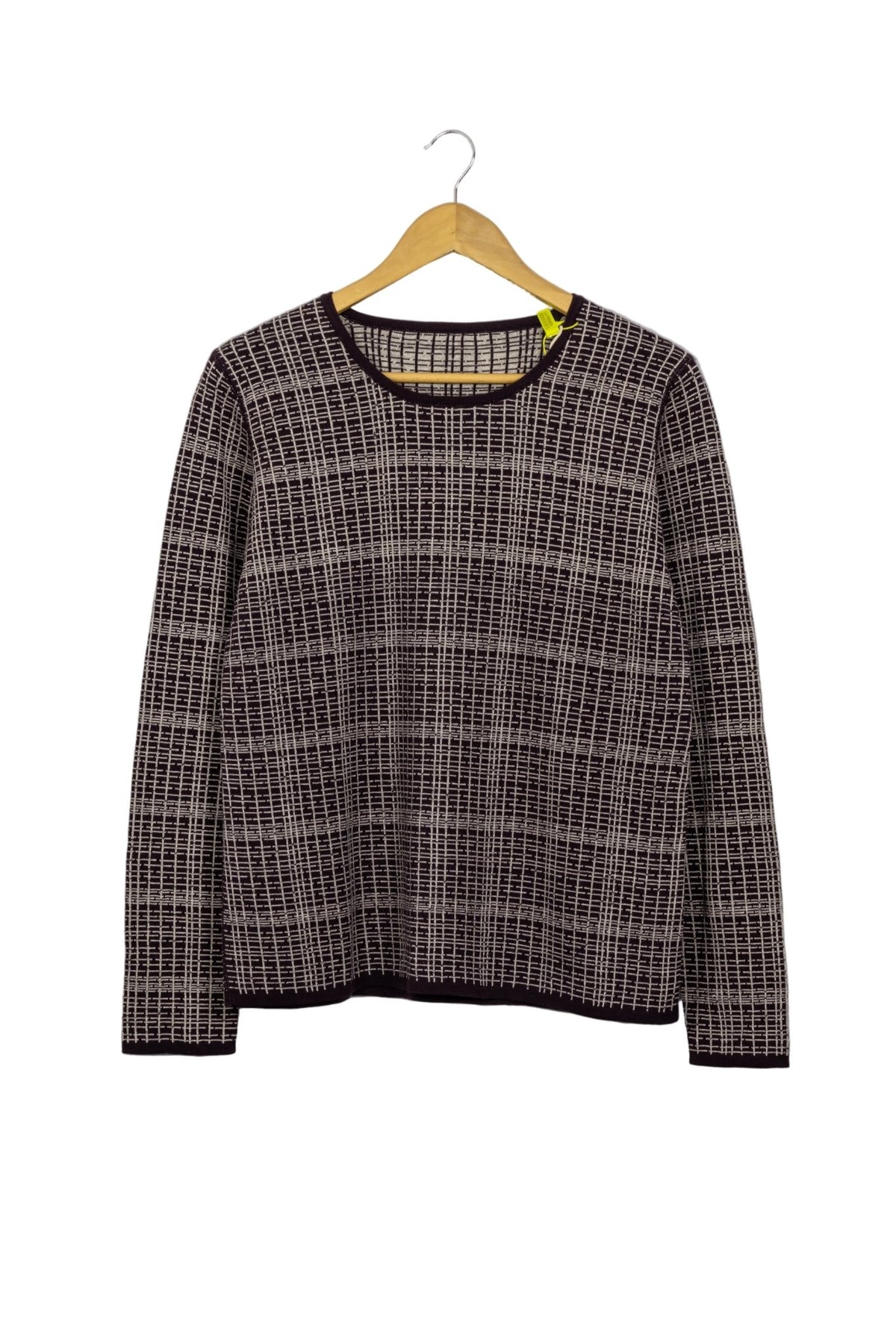 Chompa guinda y crema cuello redondo