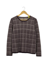 Chompa guinda y crema cuello redondo