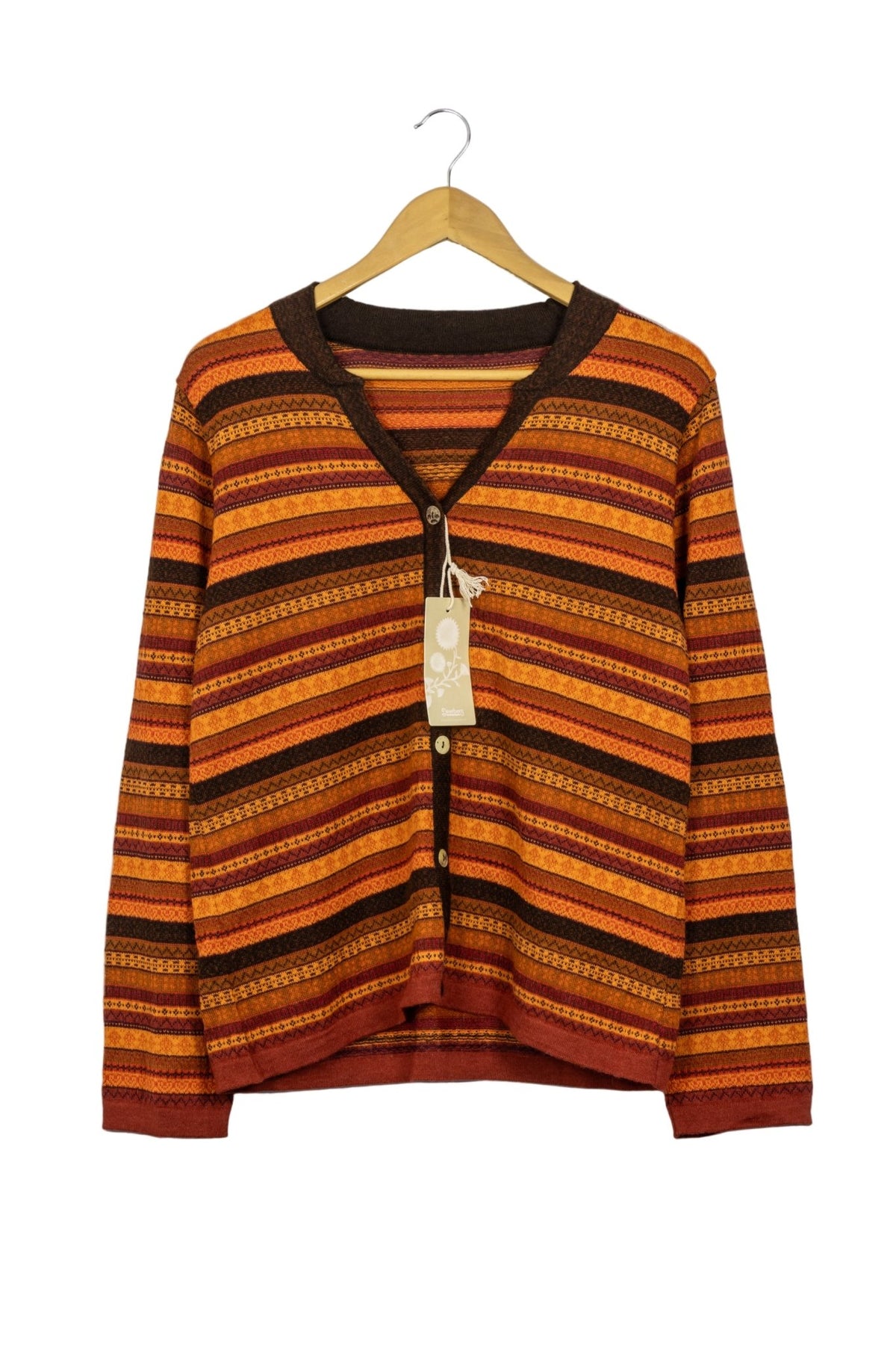 Cardigan de alpaca naranja y marrón