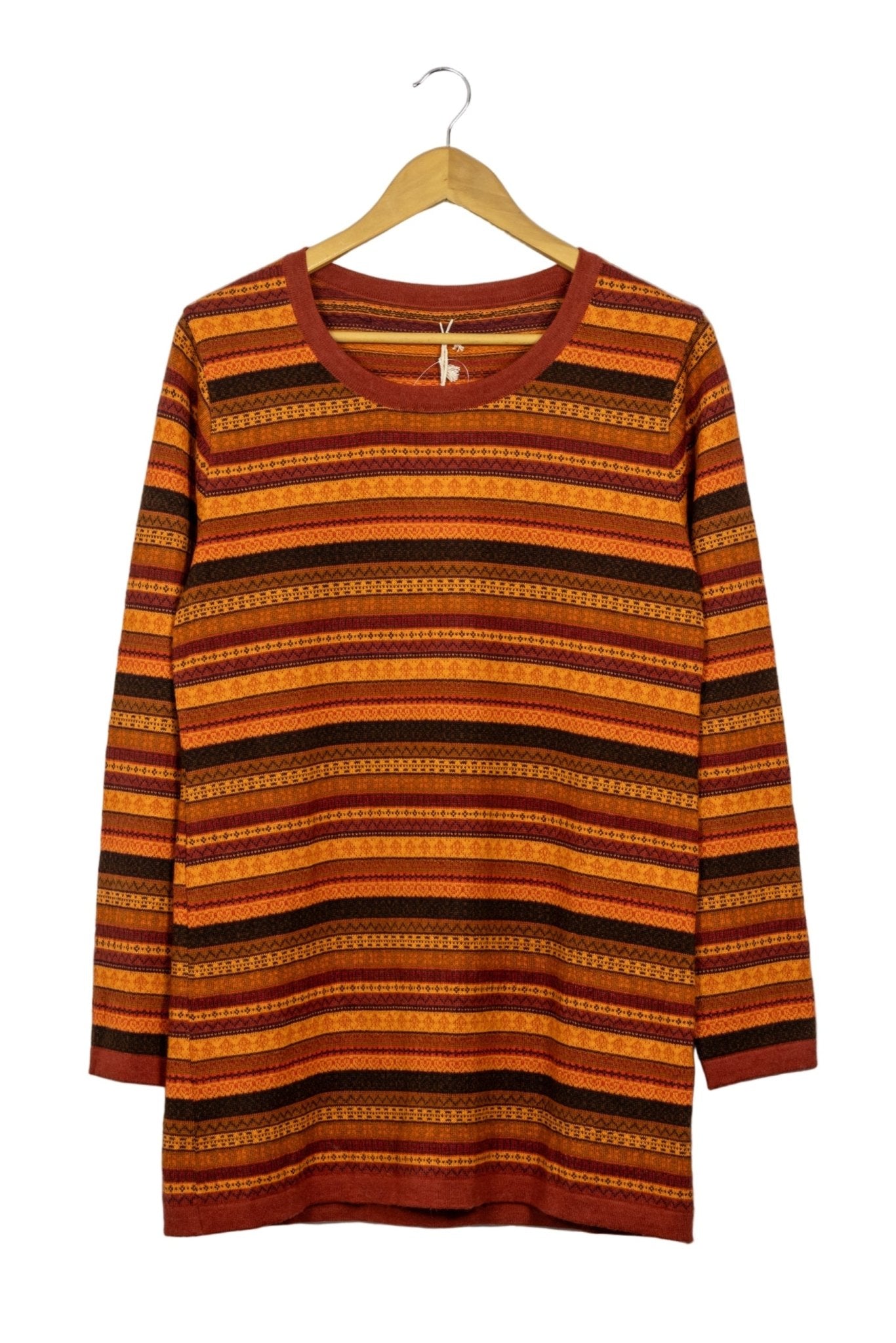 Chompa de alpaca naranja y marrón