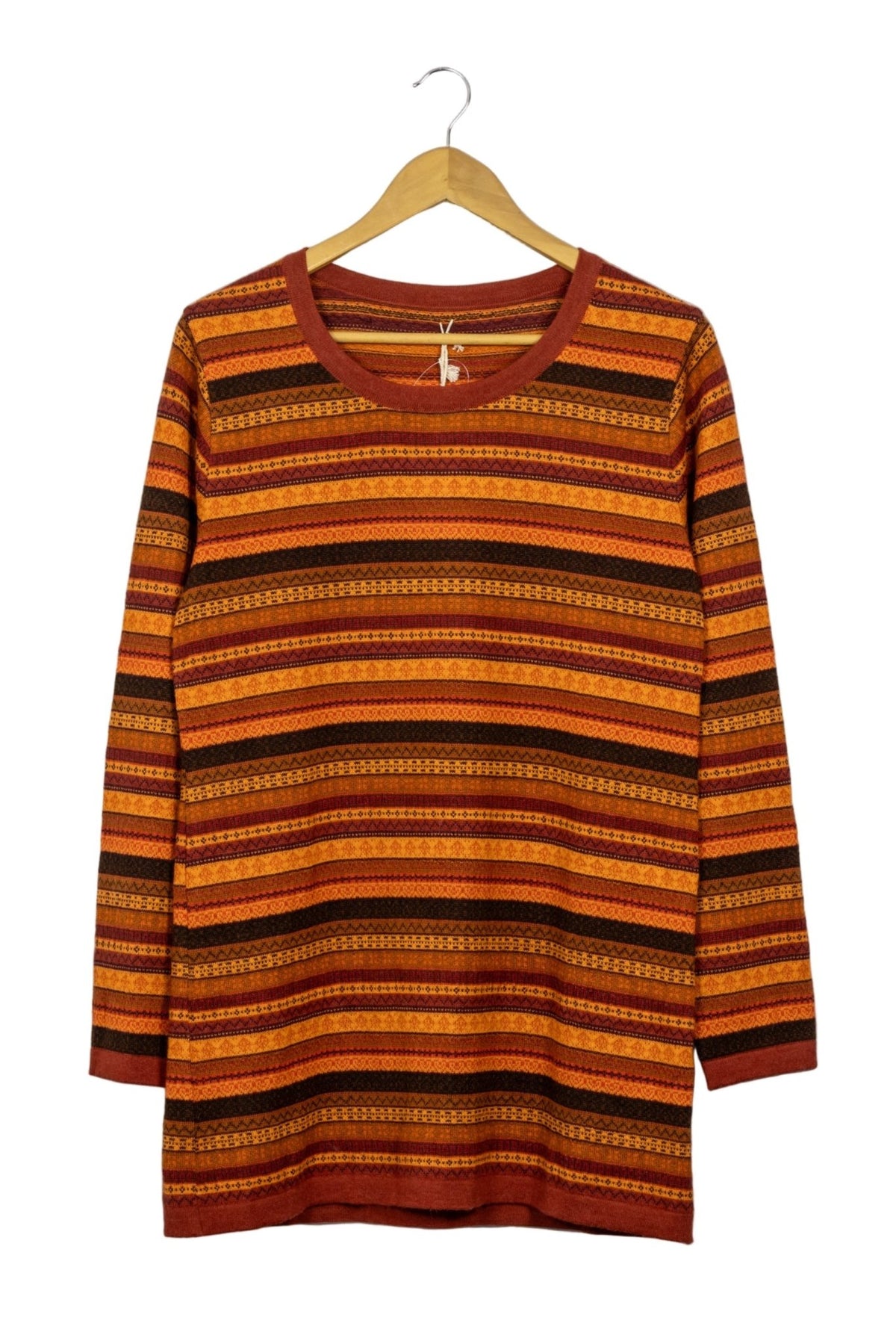 Chompa de alpaca naranja y marrón