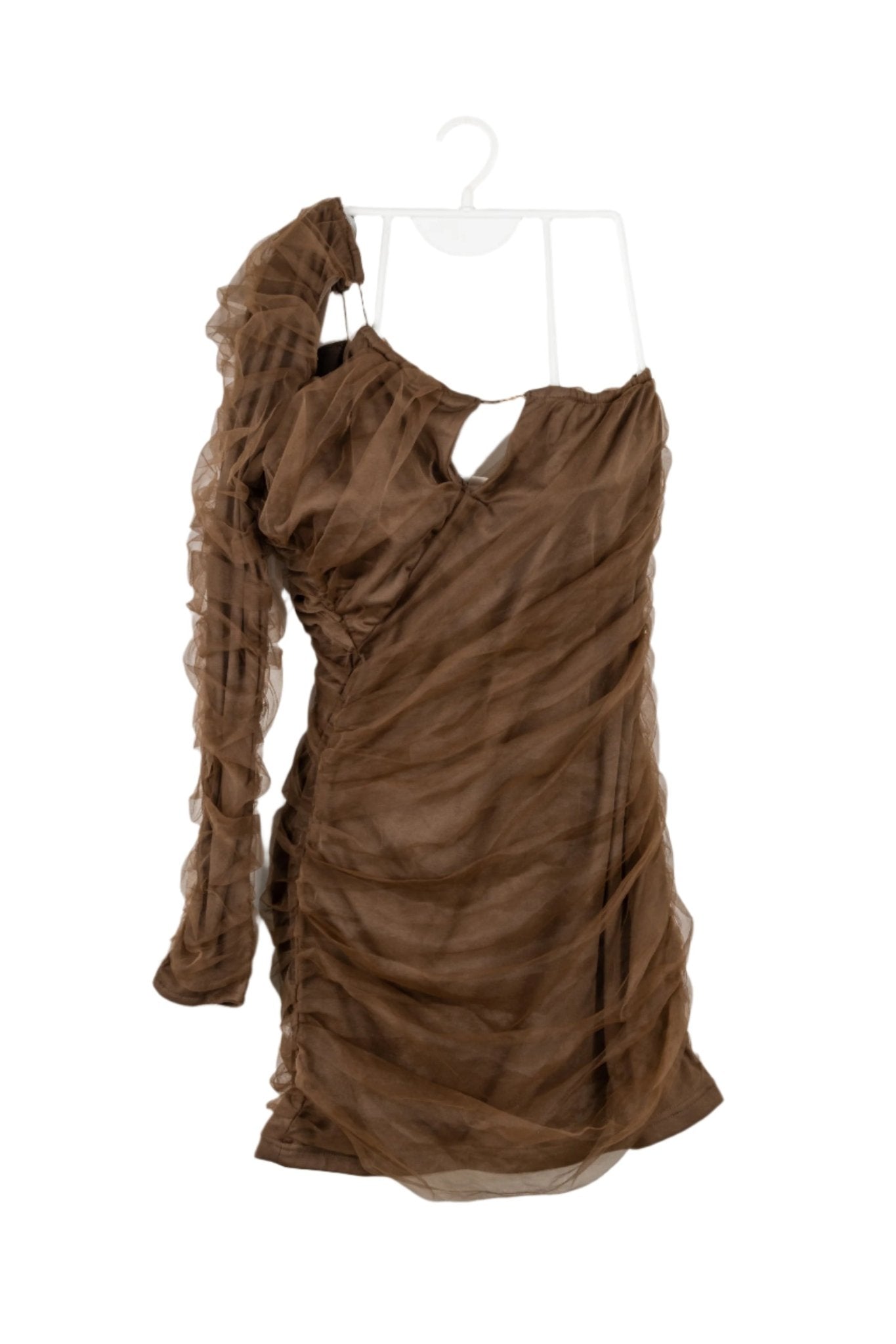 Vestido Zara marrón con tul