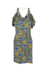 Vestido Violeta Mango estampado paisley tonos azules verdes naranjas y amarillo,lleva forro,busto:108cm, largo:99cm