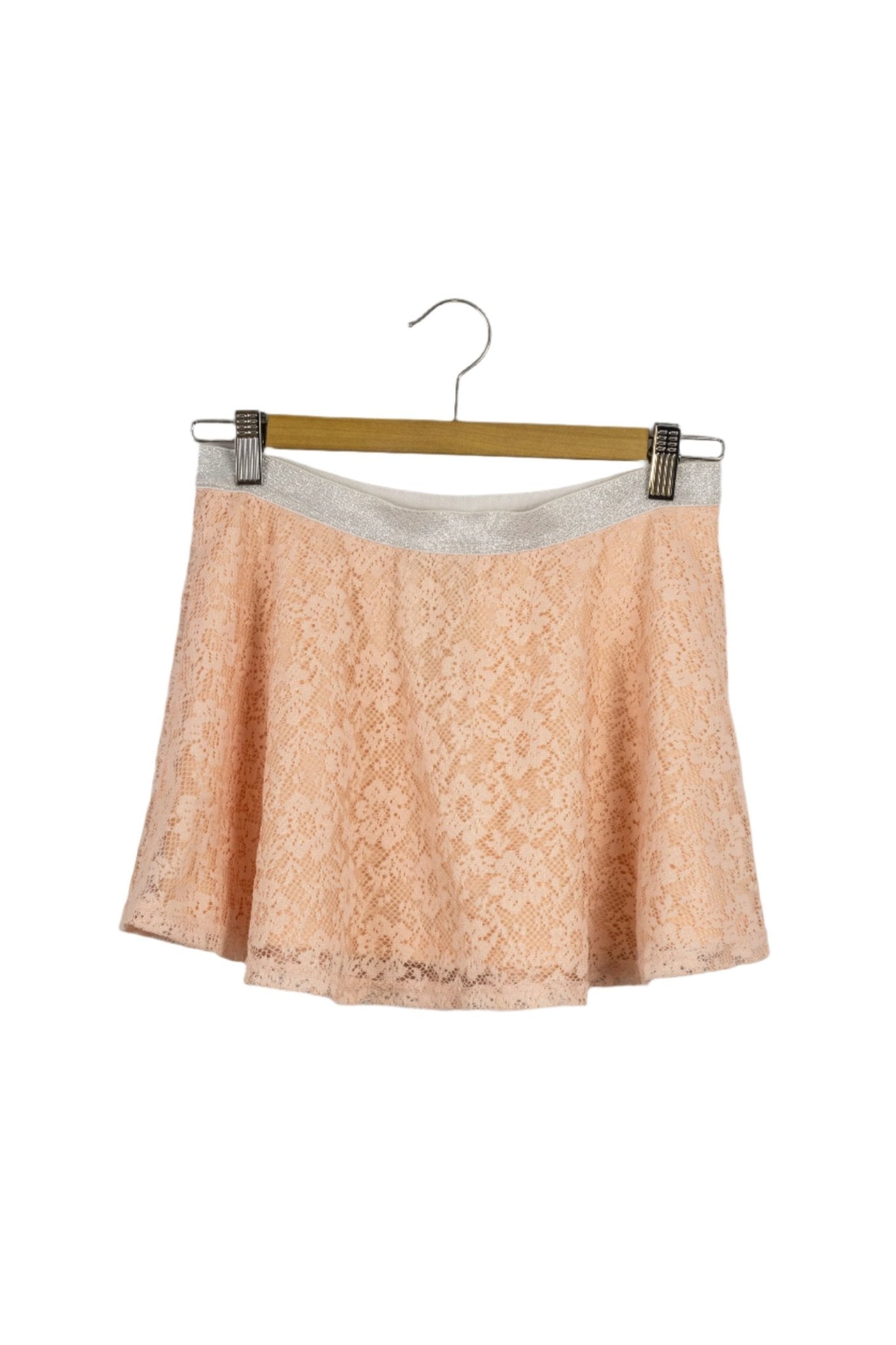 Falda de encaje rosa forrada