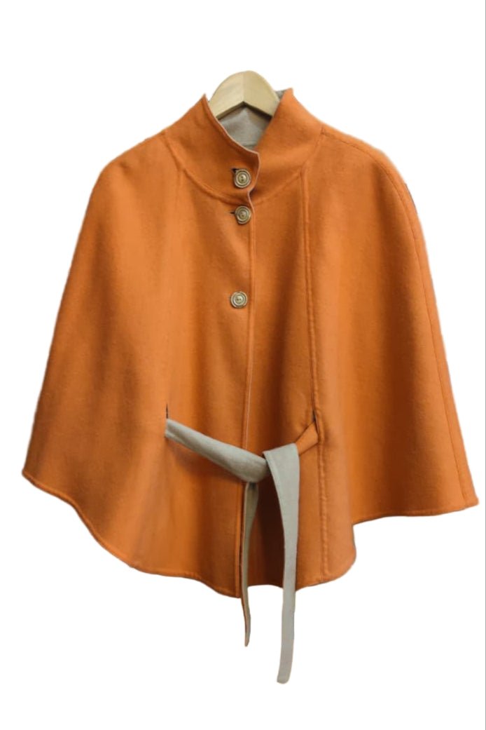 Capa reversible de babyalpaca naranja/beige. T:U