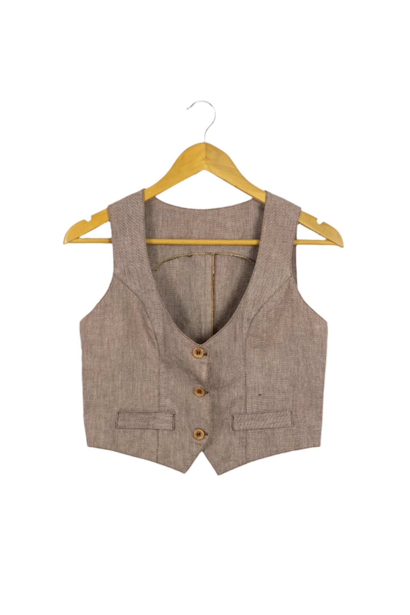 Chaleco crop sastre caqui