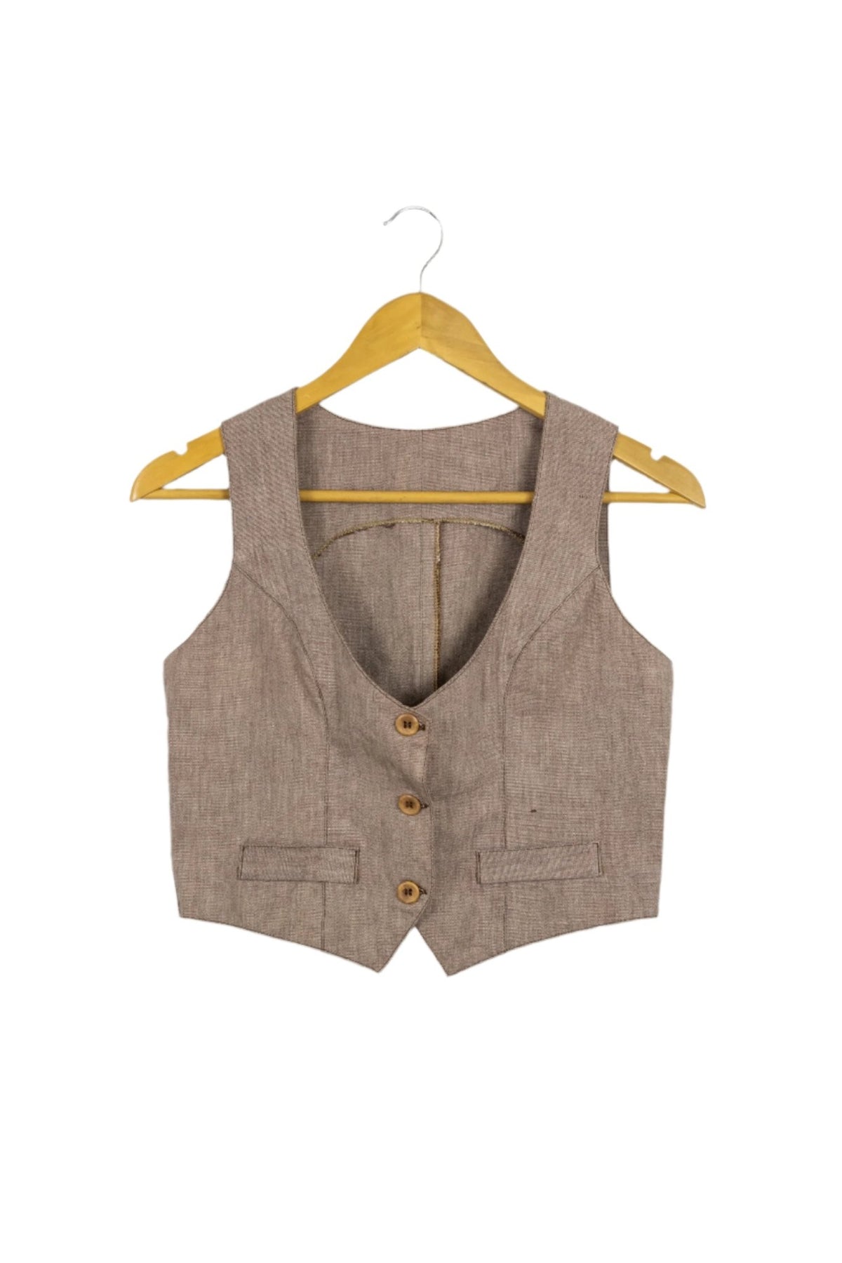 Chaleco crop sastre caqui