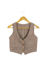 Chaleco crop sastre caqui