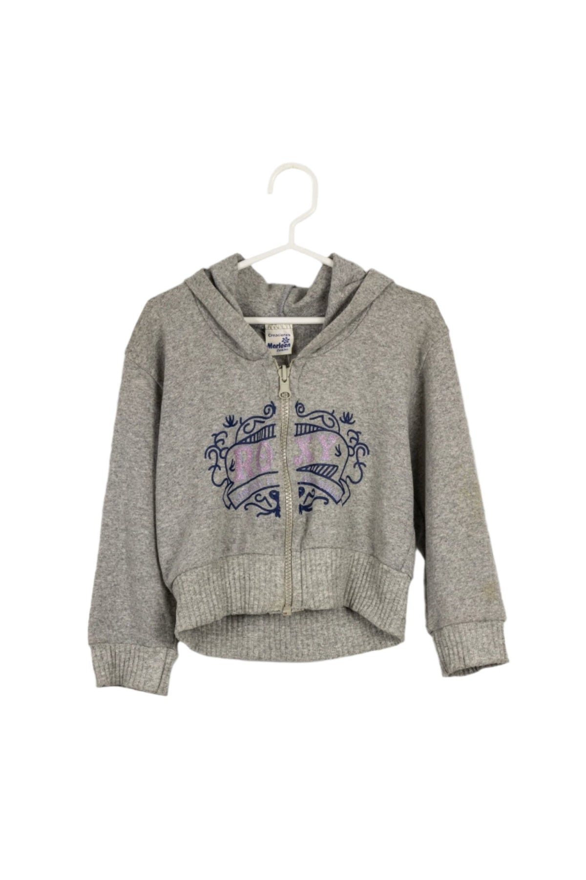 Casaca crop gris con capucha