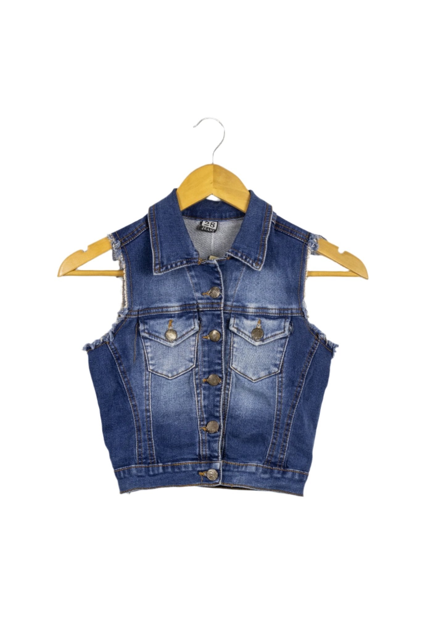 Chaleco azul de jean manga