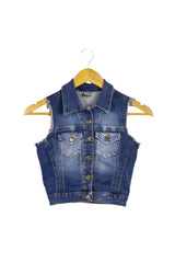 Chaleco azul de jean manga