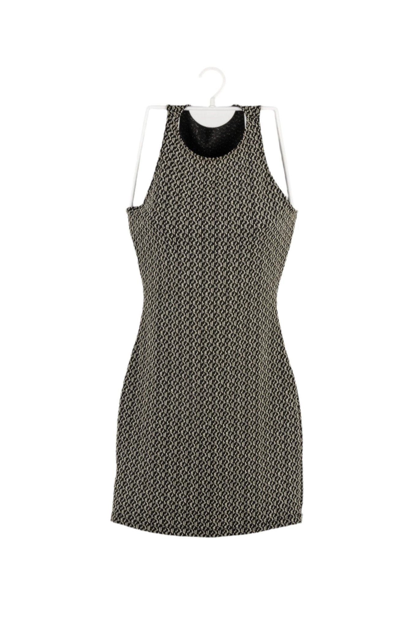 Vestido Mango negro con blanco con relieve