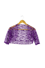 Bolero tul morado bordado, manga 3/4