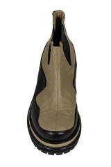 Botines Lalalove beige con negro, elástico negro