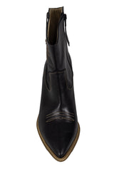Botines texanos Lalalove negros con costuras beige