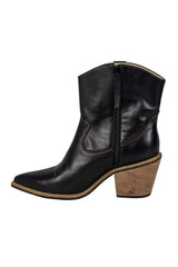 Botines texanos Lalalove negros con costuras beige