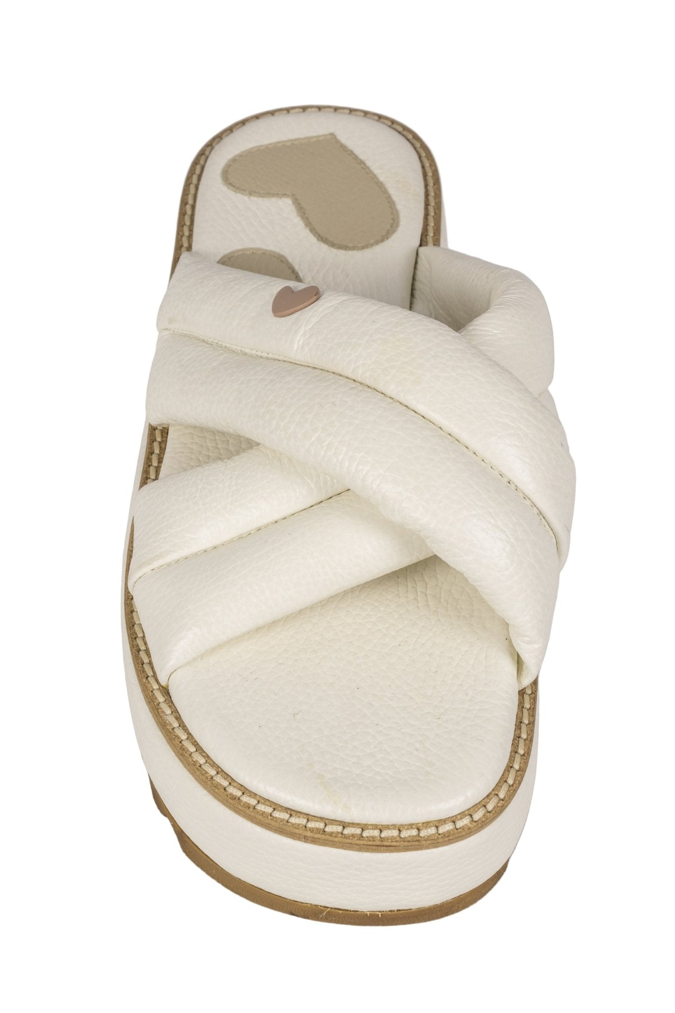 Sandalias plataforma Lalalove blanco con tiras acolchadas cruzadas