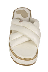 Sandalias plataforma Lalalove blanco con tiras acolchadas cruzadas
