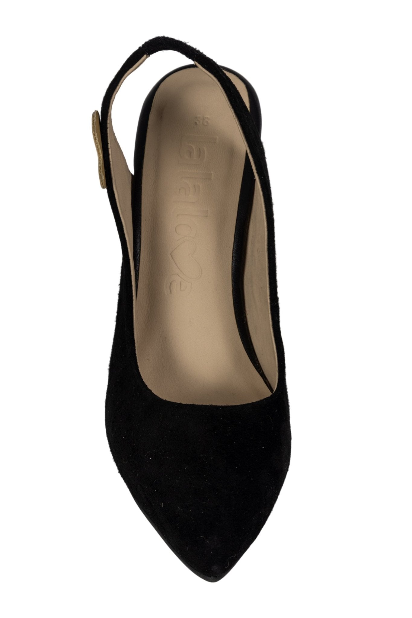 Tacos Lalalove de gamuza negra talón abierto