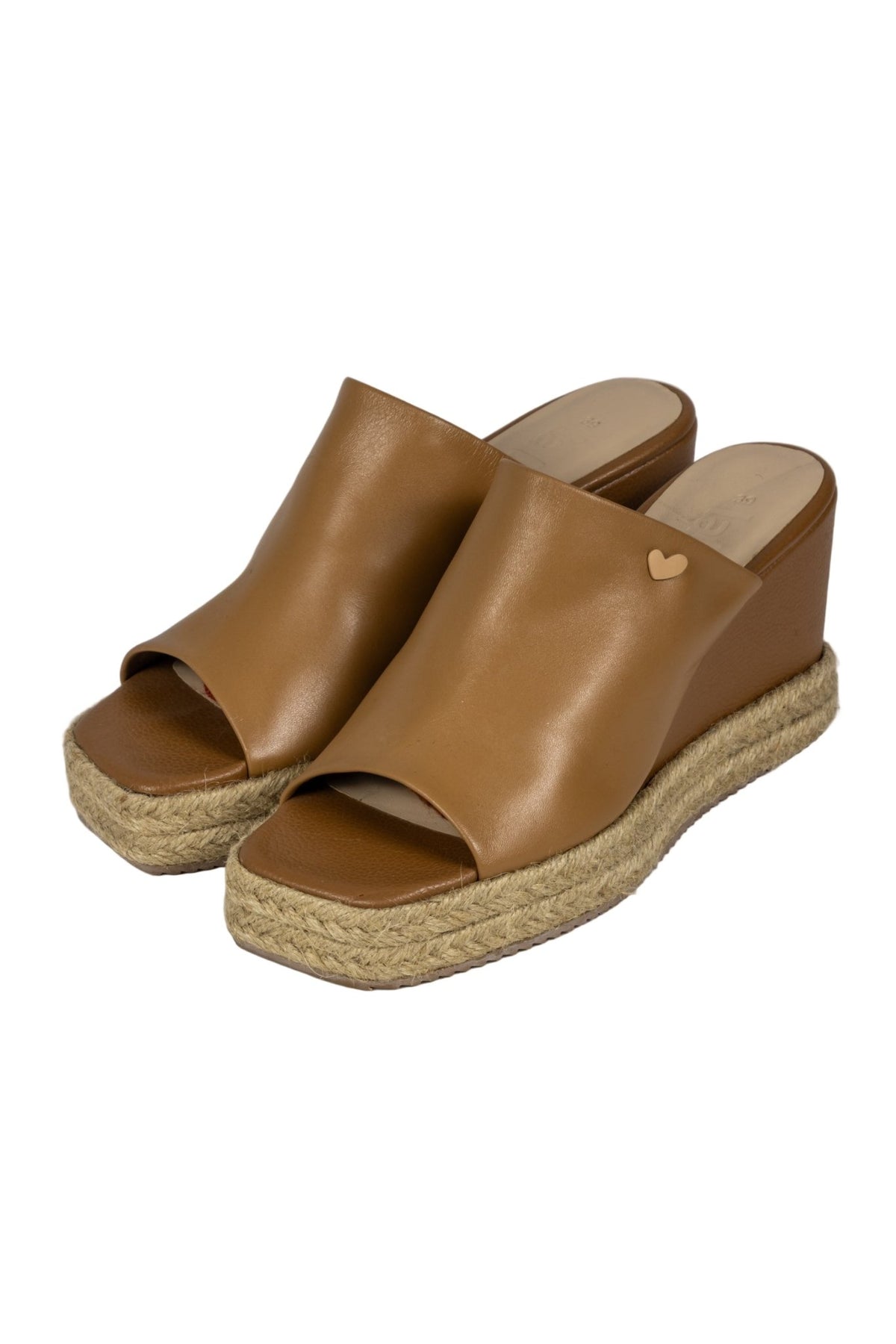 Sandalias camel Lalalove taco cuña con soga
