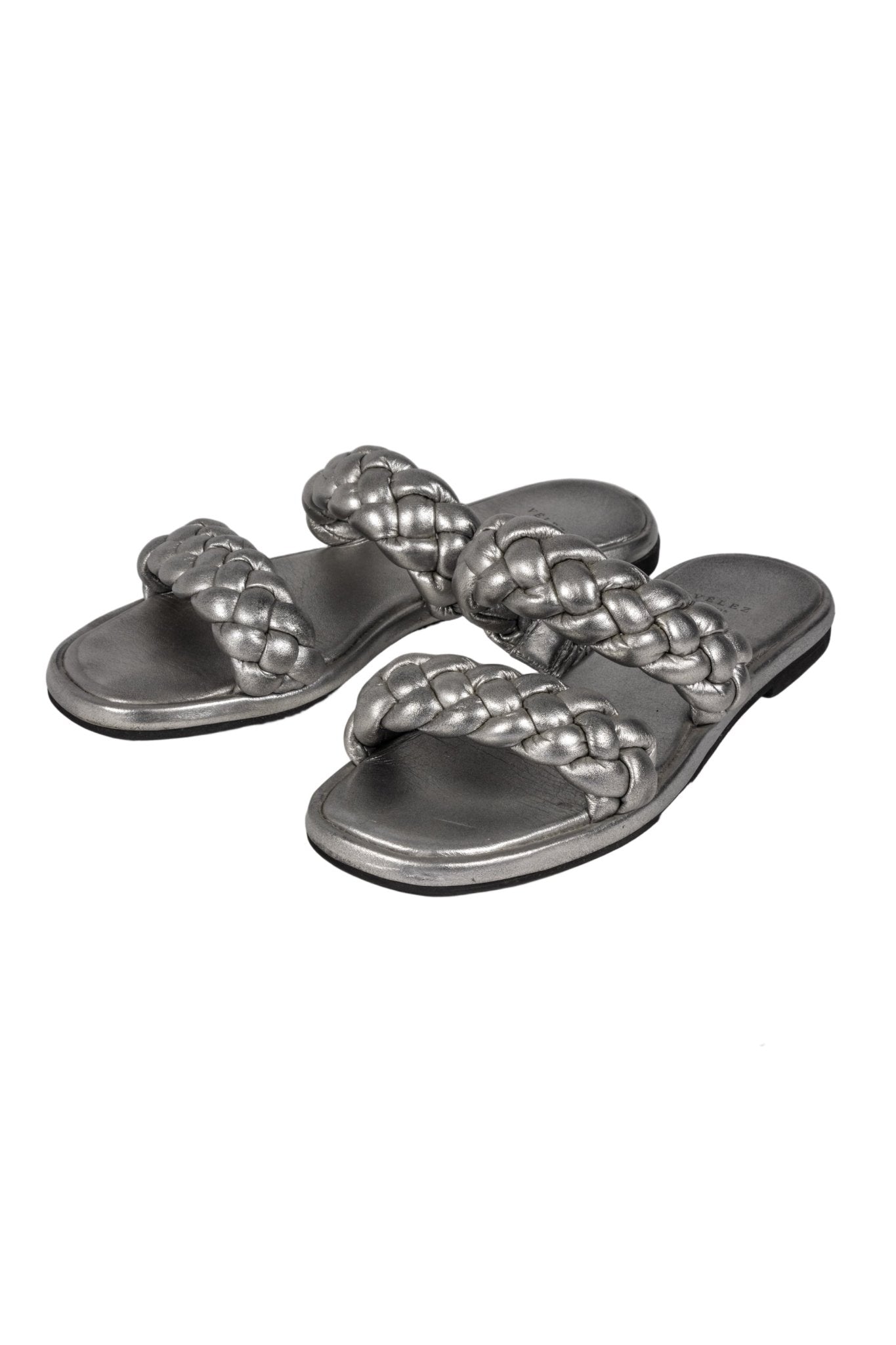 Sandalias plateadas Velez con tiras trenzadas